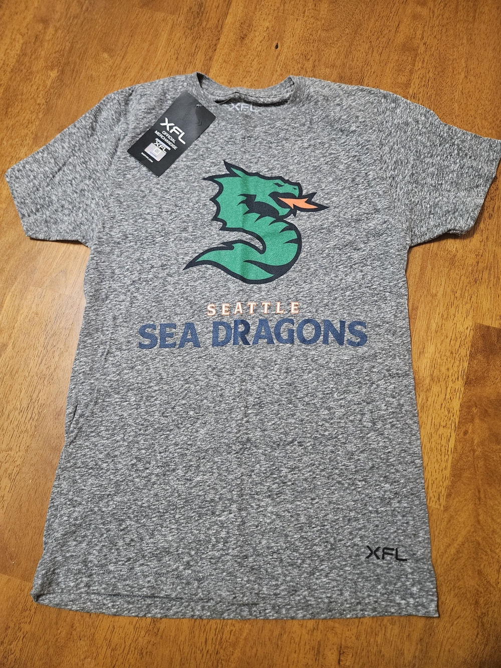 Seattle Sea Dragons Grey Tee with Green Logo